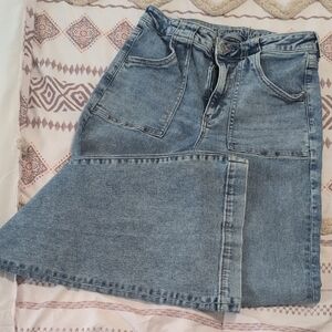 American Eagle Outfitters Light Blue Denim Flared Skirt